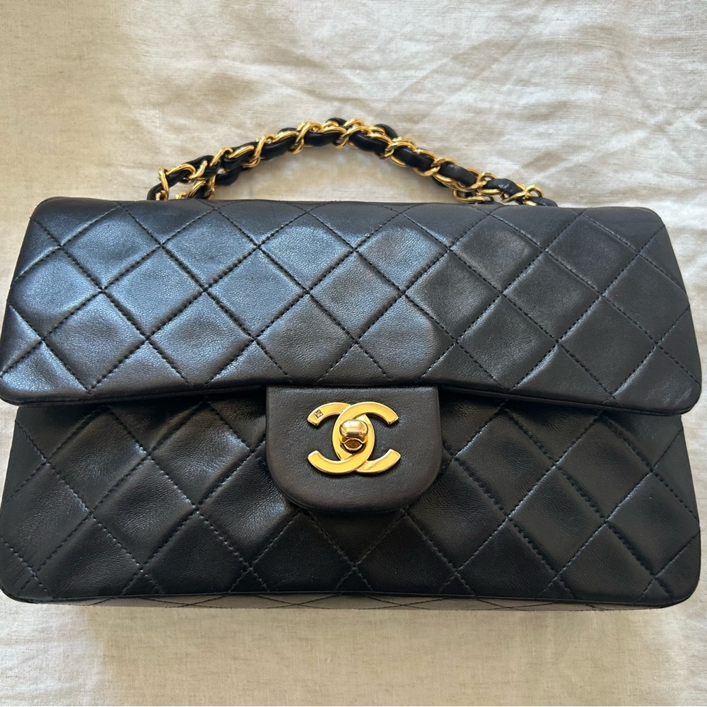 Chanel lambskin small classic double flap bag
